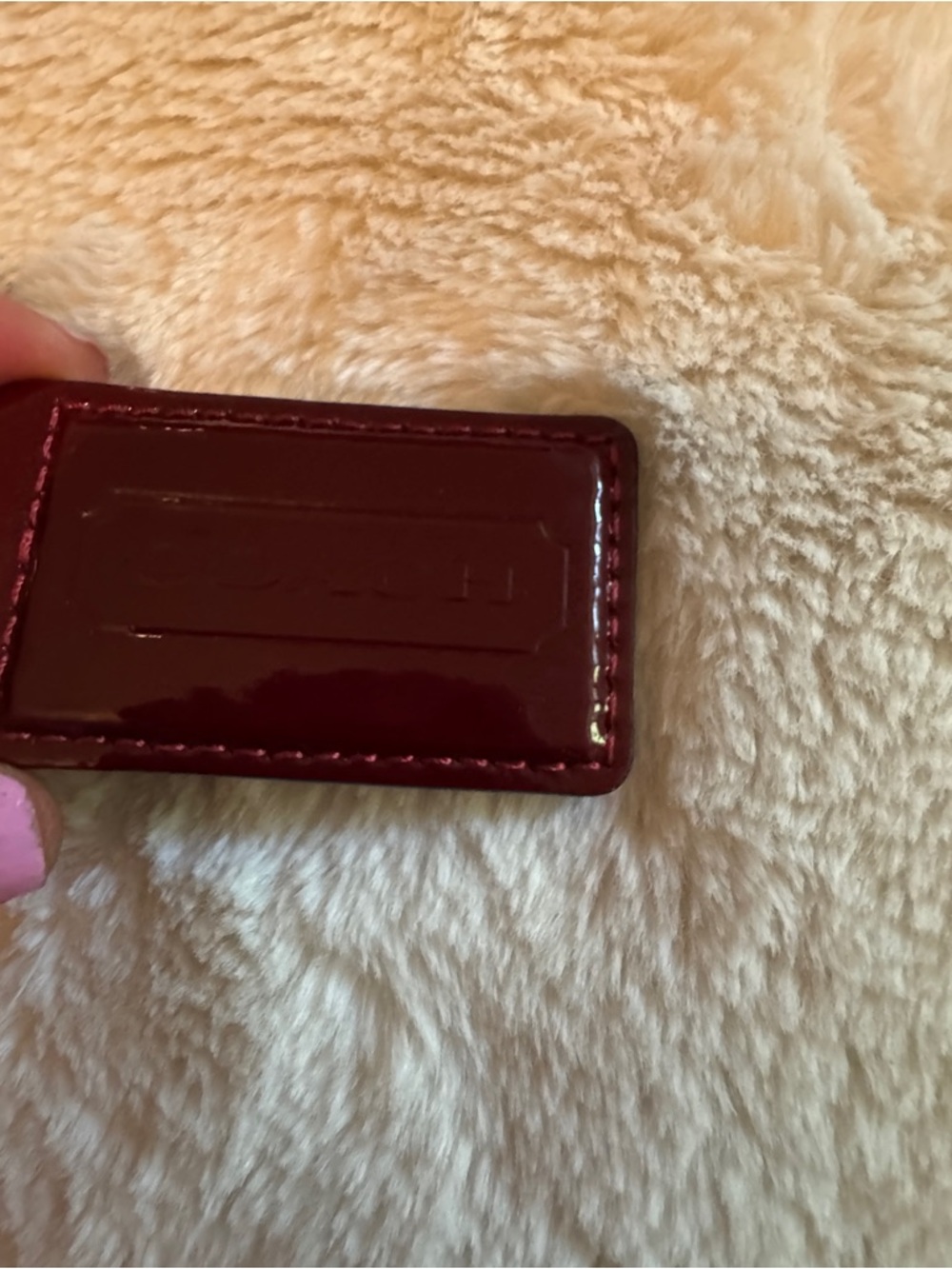 Coach Red Glossy Leather purse tag Accessory Case - Unbranded